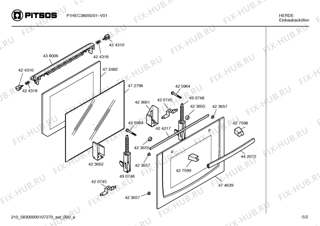 Взрыв-схема плиты (духовки) Pitsos P1HEC38050 Horno pitsos indp.inox.multif.ec2 - Схема узла 02