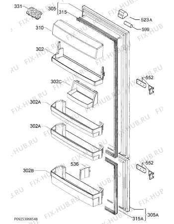 Взрыв-схема холодильника Electrolux ENNP2859AW - Схема узла Door 003