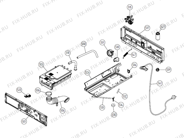 Схема №1 W6564 TW   -White (340256, WM70.1) с изображением Проводка для стиралки Gorenje 346457