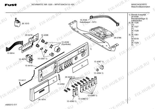 Схема №2 WFKFU04CH NOVAMATIC WA1220 с изображением Вкладыш в панель для стиралки Bosch 00261526