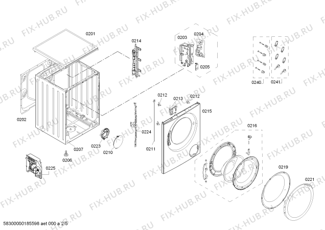 Взрыв-схема стиральной машины Bosch WAS244601W - Схема узла 02