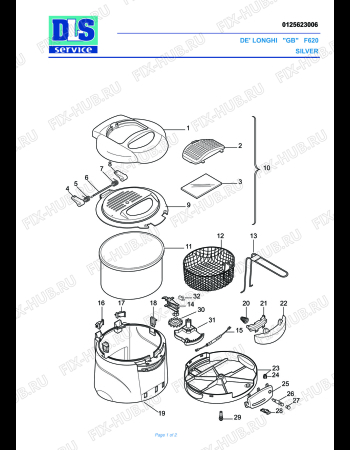 Схема №1 F 620  Friggitrice с изображением Панель для электротостера DELONGHI 5925113500