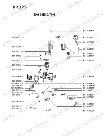 Взрыв-схема кофеварки (кофемашины) Krups EA828E30/70H - Схема узла VP004780.3P2