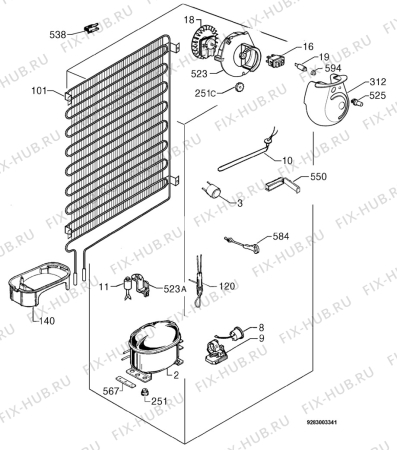 Взрыв-схема холодильника Arthurmartinelux ARA3860 - Схема узла Cooling system 017