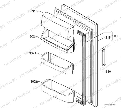 Взрыв-схема холодильника Aeg S1504-7TK - Схема узла Door 003