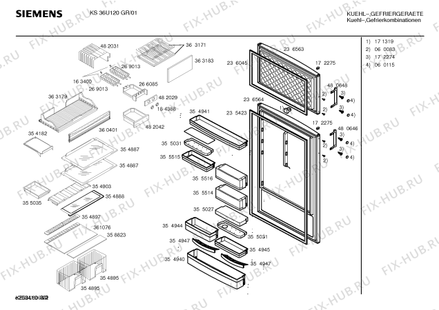 Взрыв-схема холодильника Siemens KS36U120GR - Схема узла 02