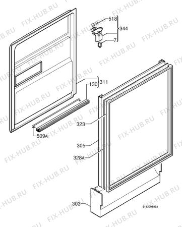 Взрыв-схема посудомоечной машины Rex RTI720AP - Схема узла Door 003