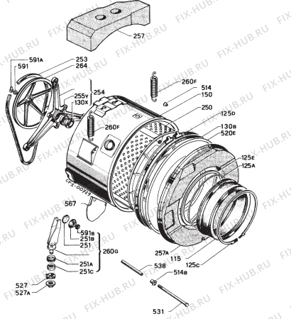 Взрыв-схема стиральной машины Elektro Helios EH2000 - Схема узла Functional parts 267