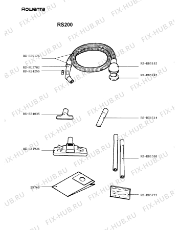 Взрыв-схема пылесоса Rowenta RS200 - Схема узла RS200___.__1