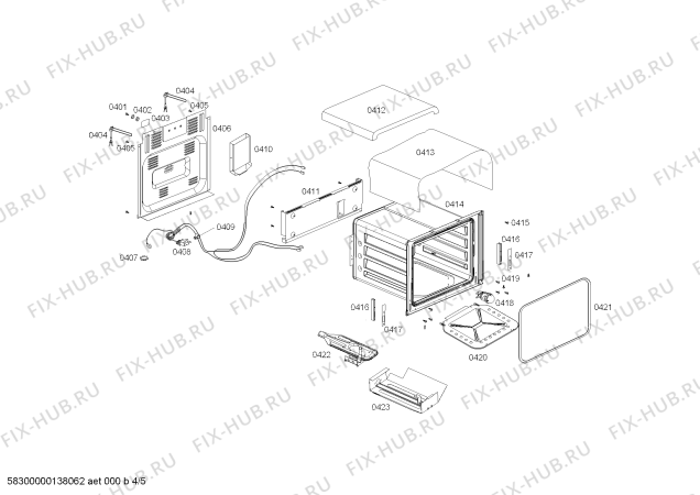 Взрыв-схема плиты (духовки) Bosch HSG13I30SE COCINA INOX BOSCH PRO601 220V/50Hz CHILE - Схема узла 04