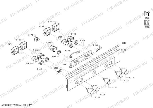 Схема №2 PHCB595F50 с изображением Панель управления для плиты (духовки) Bosch 00745445