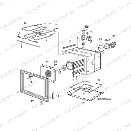 Взрыв-схема комплектующей Electrolux EK7175 - Схема узла H10 Main Oven Cavity (large)