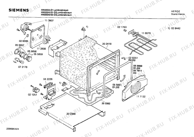 Взрыв-схема плиты (духовки) Siemens HN5504 - Схема узла 04