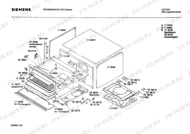 Взрыв-схема микроволновой печи Siemens HF43040CH - Схема узла 02