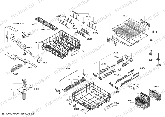 Взрыв-схема посудомоечной машины Bosch SHV9ER53UC - Схема узла 06