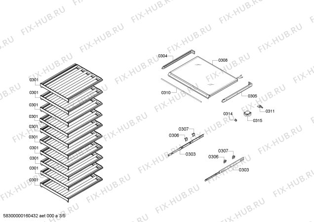 Взрыв-схема холодильника Gaggenau RW414300 Gaggenau - Схема узла 03