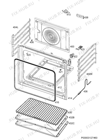 Взрыв-схема плиты (духовки) Aeg BCK456220W - Схема узла Oven