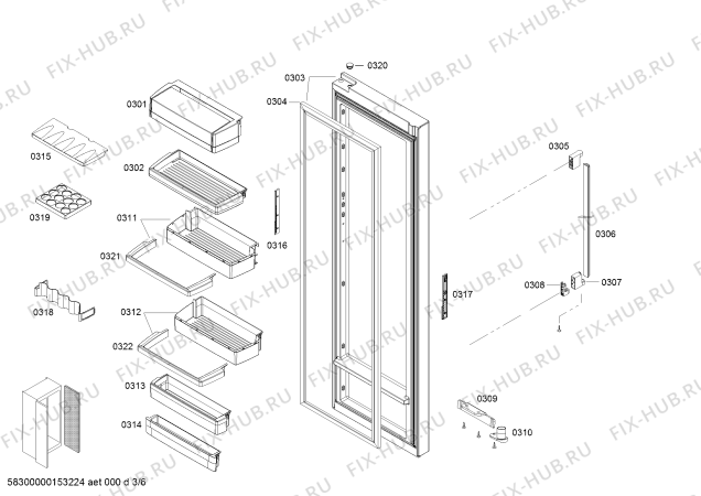 Взрыв-схема холодильника Bosch KAD62P91 - Схема узла 03