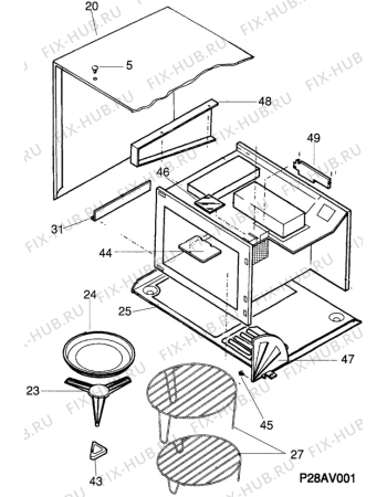 Взрыв-схема микроволновой печи Unknown NF9100 - Схема узла H40 Housing, glass tray  C