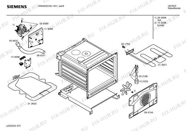 Схема №2 HN52023 с изображением Инструкция по эксплуатации для плиты (духовки) Siemens 00523571