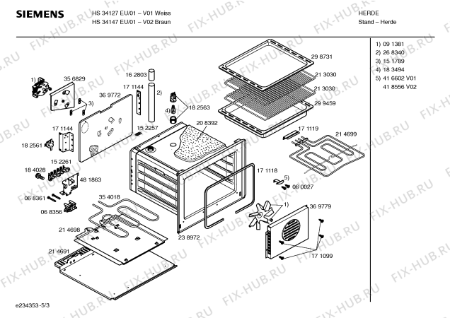 Взрыв-схема плиты (духовки) Siemens HS34127EU - Схема узла 03