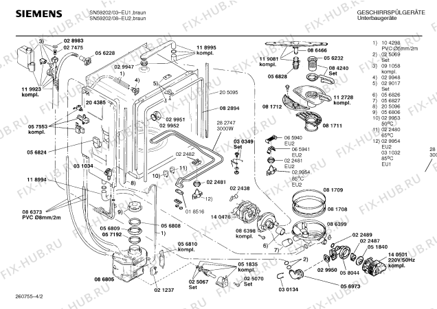 Схема №2 SN53202NN с изображением Инструкция по эксплуатации для электропосудомоечной машины Siemens 00514475