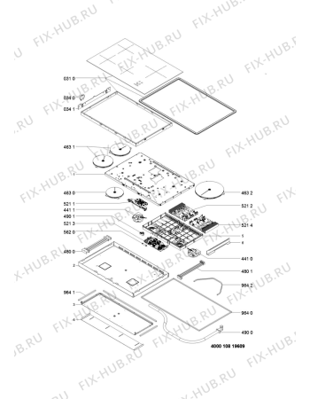 Схема №1 SIMU530B (F101112) с изображением Поверхность для плиты (духовки) Indesit C00398306