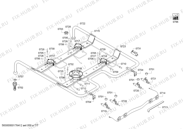 Схема №3 HGV74W456Y с изображением Панель управления для плиты (духовки) Bosch 00797699