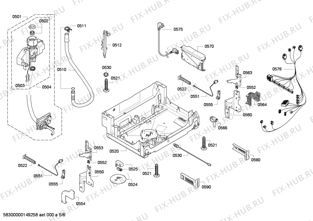 Взрыв-схема посудомоечной машины Bosch SMV58M60EU - Схема узла 05