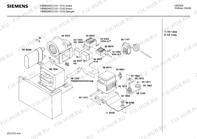 Взрыв-схема плиты (духовки) Siemens HB88220CC - Схема узла 04