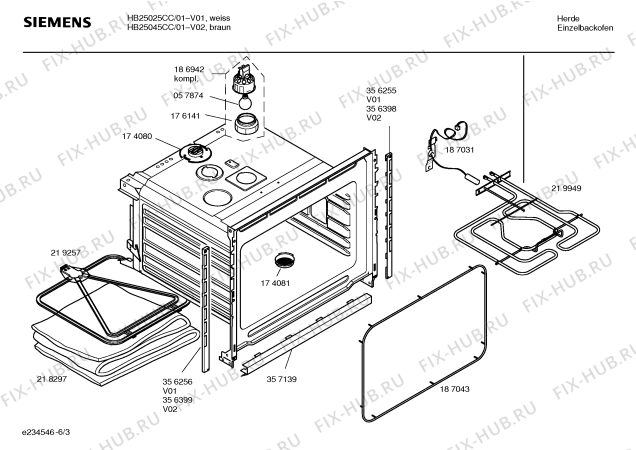 Взрыв-схема плиты (духовки) Siemens HB25025CC - Схема узла 03