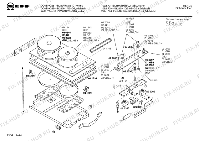 Схема №1 N1210N1 DOMINO 29 с изображением Переключатель для плиты (духовки) Bosch 00065359