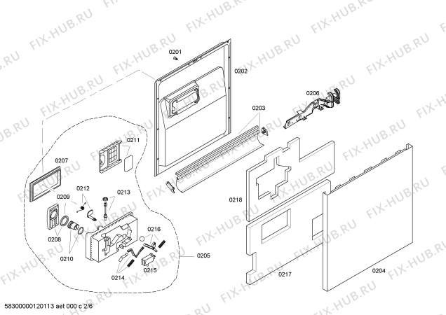 Взрыв-схема посудомоечной машины Kenmore 63017303402 Kenmore Elite - Схема узла 02