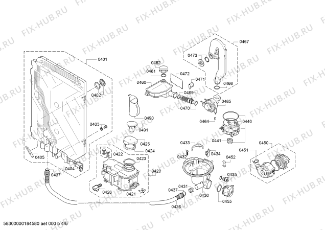 Взрыв-схема посудомоечной машины Siemens SX66M082SK - Схема узла 04