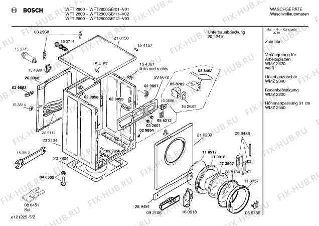 Взрыв-схема стиральной машины Bosch WFT2800GB WFT2800 - Схема узла 02