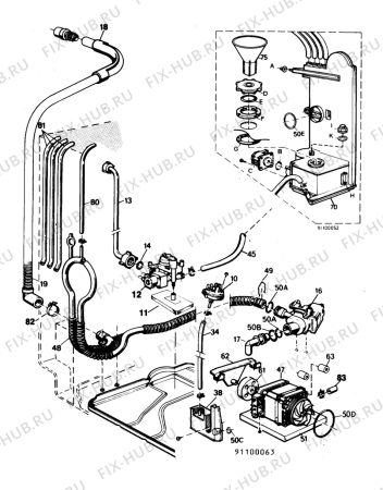 Взрыв-схема посудомоечной машины Electrolux ESF218 - Схема узла W20 Pump, Water softener