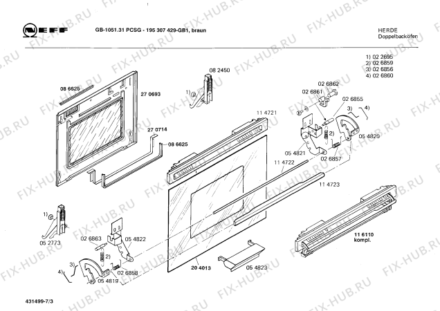 Схема №2 195307429 GB-1051.31PCSG с изображением Ручка для духового шкафа Bosch 00055345