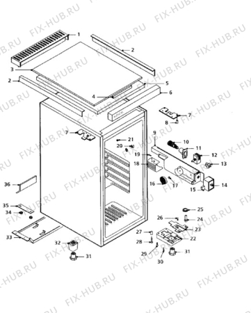 Взрыв-схема холодильника Tricity Bendix EBR5AL - Схема узла Cabinet + armatures