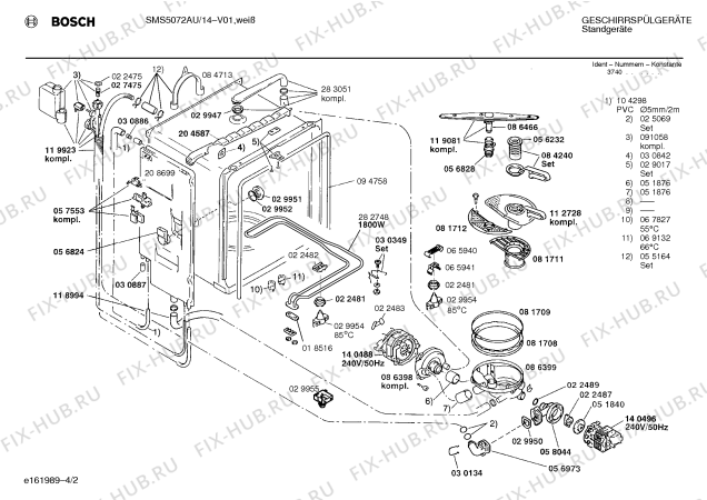Схема №2 SMS5072AU с изображением Панель для посудомоечной машины Bosch 00282741