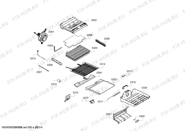 Взрыв-схема холодильника Bosch KGN56PI30N - Схема узла 03
