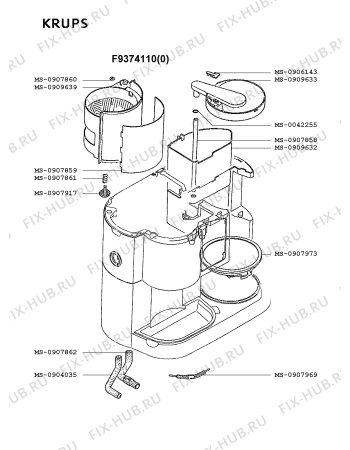 Схема №1 F9374110(0) с изображением Покрытие для электрокофемашины Krups MS-0909629