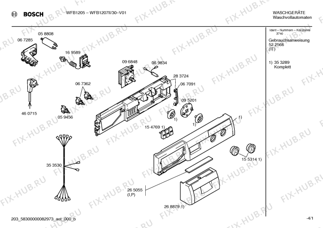 Схема №1 WFB1207II с изображением Инструкция по эксплуатации для стиралки Bosch 00522566