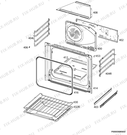 Взрыв-схема плиты (духовки) Zanussi ZZB21601XU - Схема узла Oven