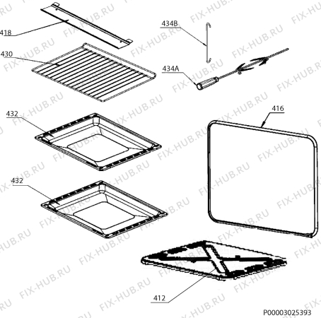 Взрыв-схема плиты (духовки) Electrolux EKG511114W - Схема узла Oven