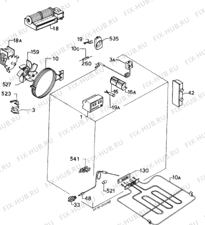 Взрыв-схема плиты (духовки) Zanussi FBI523/A - Схема узла Electrical equipment 268