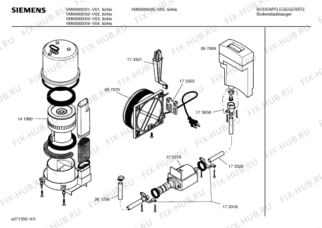 Схема №1 VM60000 SUPER WET+DRY с изображением Труба для электропылесоса Siemens 00356004
