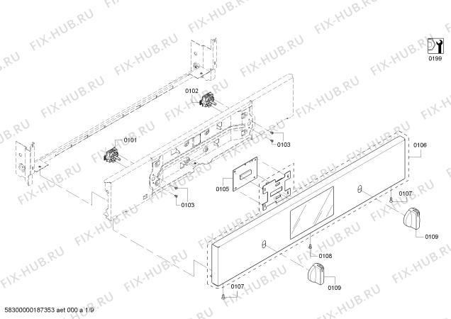 Схема №2 HBL5651UC Bosch с изображением Панель управления для духового шкафа Bosch 00772648