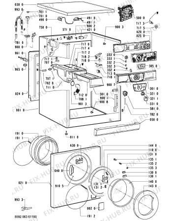 Схема №1 AWO 9966 с изображением Обшивка для стиральной машины Whirlpool 481245214935