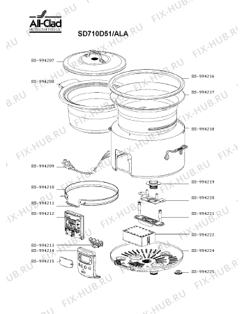 Схема №1 SD710D51/ALA с изображением Корпусная деталь для электромультиварки Seb SS-994208