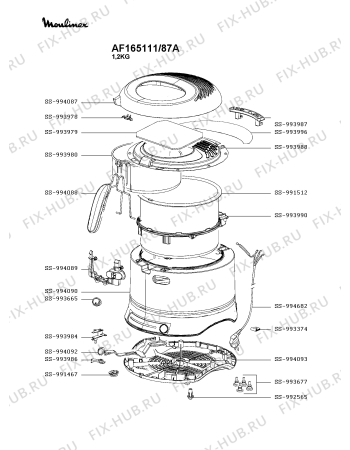 Схема №1 AF165111/87A с изображением Электропитание для электротостера Moulinex SS-994682